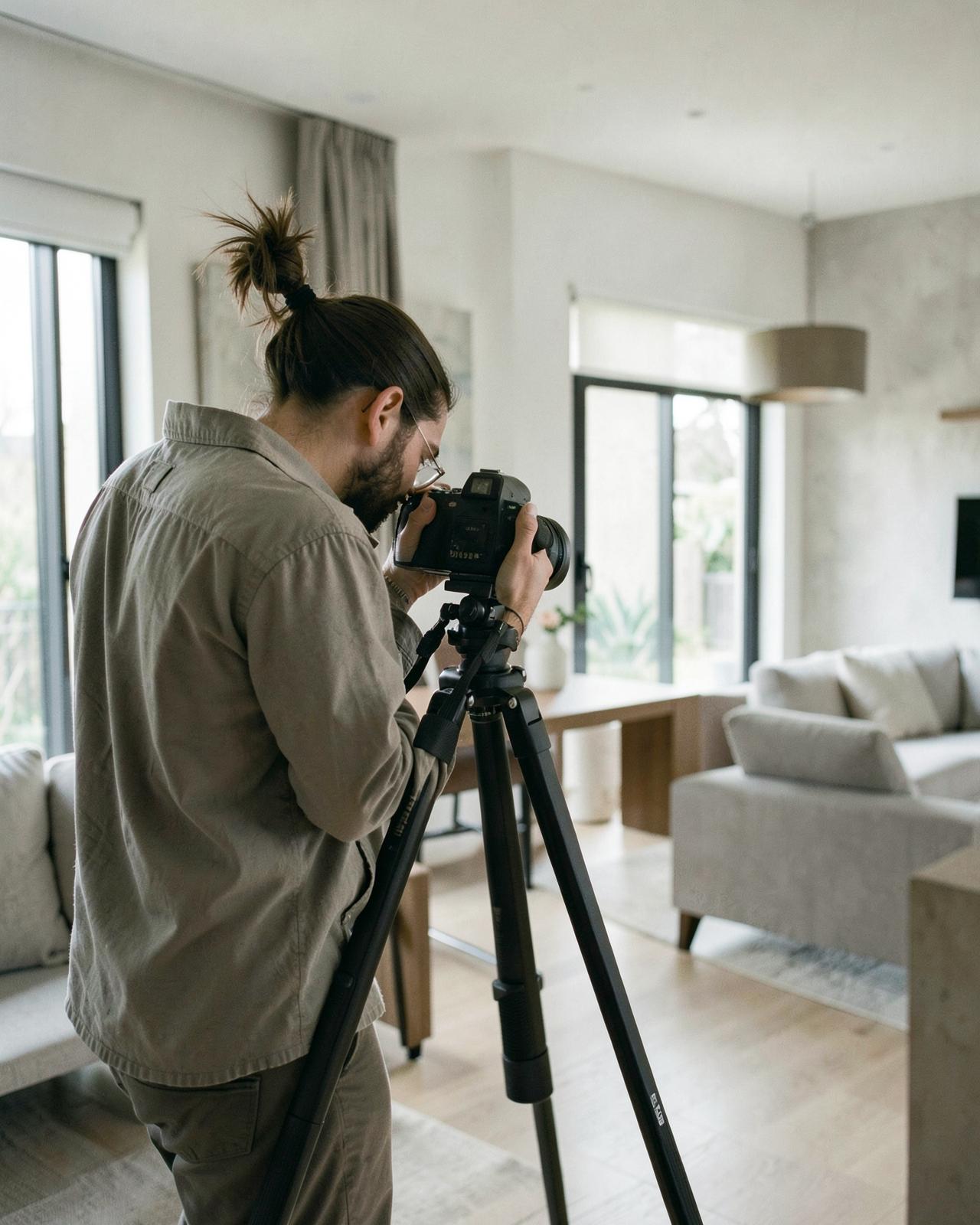 Photographer shooting a Reno home interior